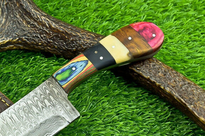 Handmade Damascus Steel Kitchen Chef Knife  Compact 105 Blade  Natural Wood Handle 3