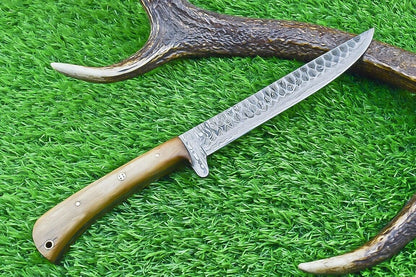 Custom Forged Damascus Chef Knife  Wood Handle Kitchen Knife With Leather Sheath 4