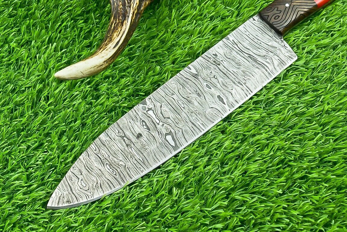 Exclusive Handmade Damascus Steel Chef Knife  Compact Kitchen  Camping Knife 2