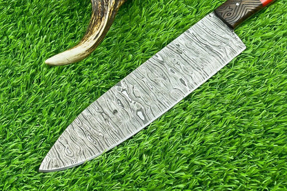 Exclusive Handmade Damascus Steel Chef Knife  Compact Kitchen  Camping Knife 2