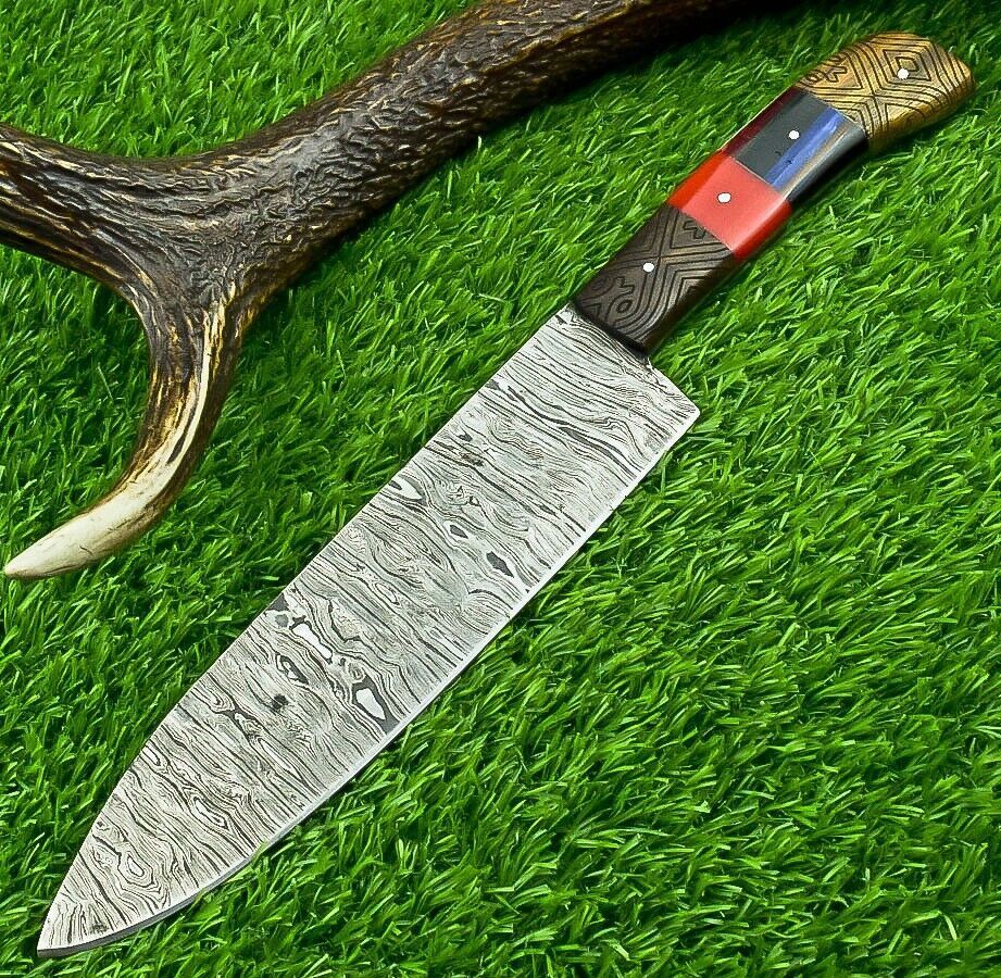 Exclusive Handmade Damascus Steel Chef Knife  Compact Kitchen  Camping Knife 3