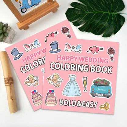 Happy Wedding Coloring Book, A Creative Gift for Adults and Teens, For Stress Relief and Fun