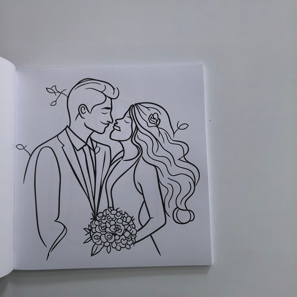 Happy Wedding Coloring Book, A Creative Gift for Adults and Teens, For Stress Relief and Fun