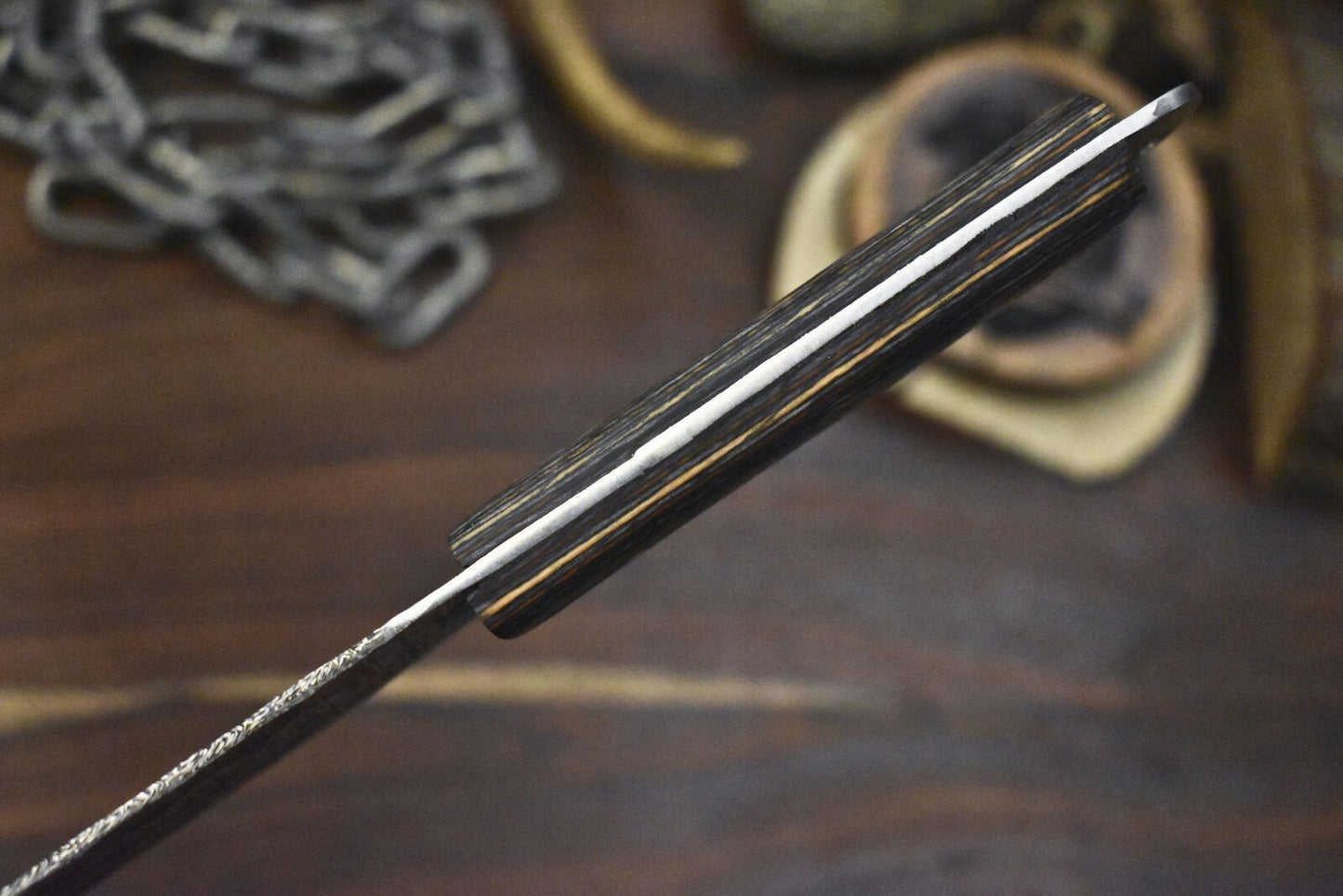 10 Custom Damascus Steel Chef Knife  Handmade Twist Pattern Knife With Wooden Handle 2