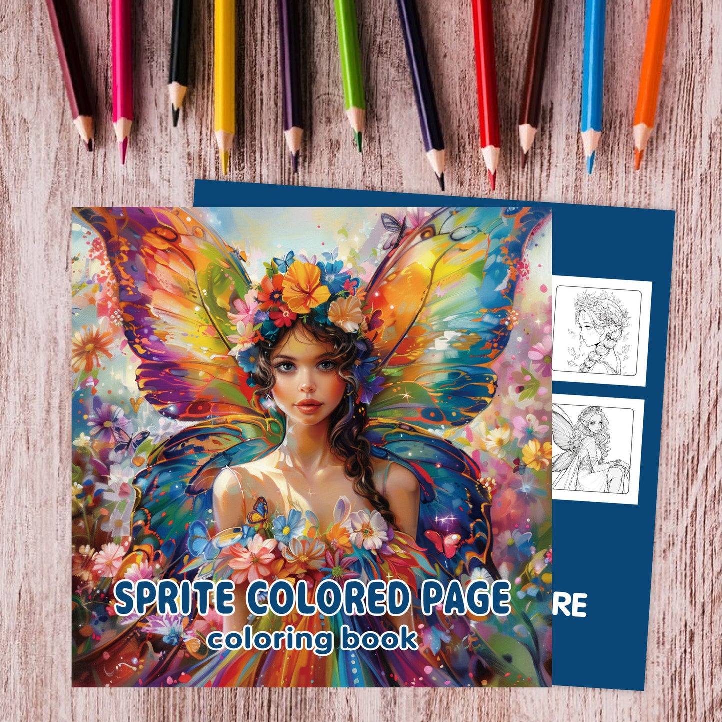 Adult Coloring Book, Art Butterfly Fairy, Watercolor Elf Wings, Doodle Creativity