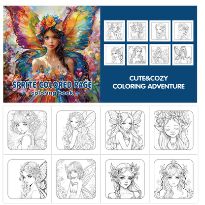 Adult Coloring Book, Art Butterfly Fairy, Watercolor Elf Wings, Doodle Creativity