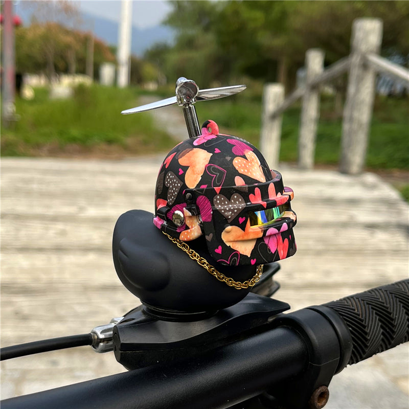 Bicycle Horns, Squeeze Black Duck with Straps Helmet, Car Ornament, Silicone Elasticity Belt Bike Bell for Kids Outdoor