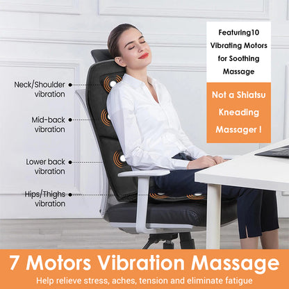 Full Body Massage Chair Cushion Electric Heating Back Massager Mat Lumbar Neck Back Mattress For Ho 2