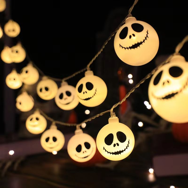 2025 Halloween Grimace String Lights - Indoor Battery/USB Operated Hanging Lamp for Home Decor