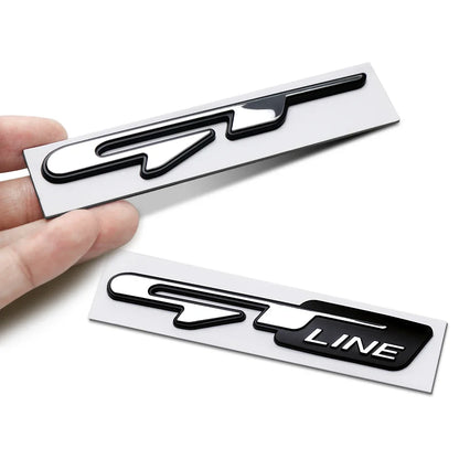 GT Line Car Emblem, 3D Fender Design, Rear Trunk Body Badge Sticker