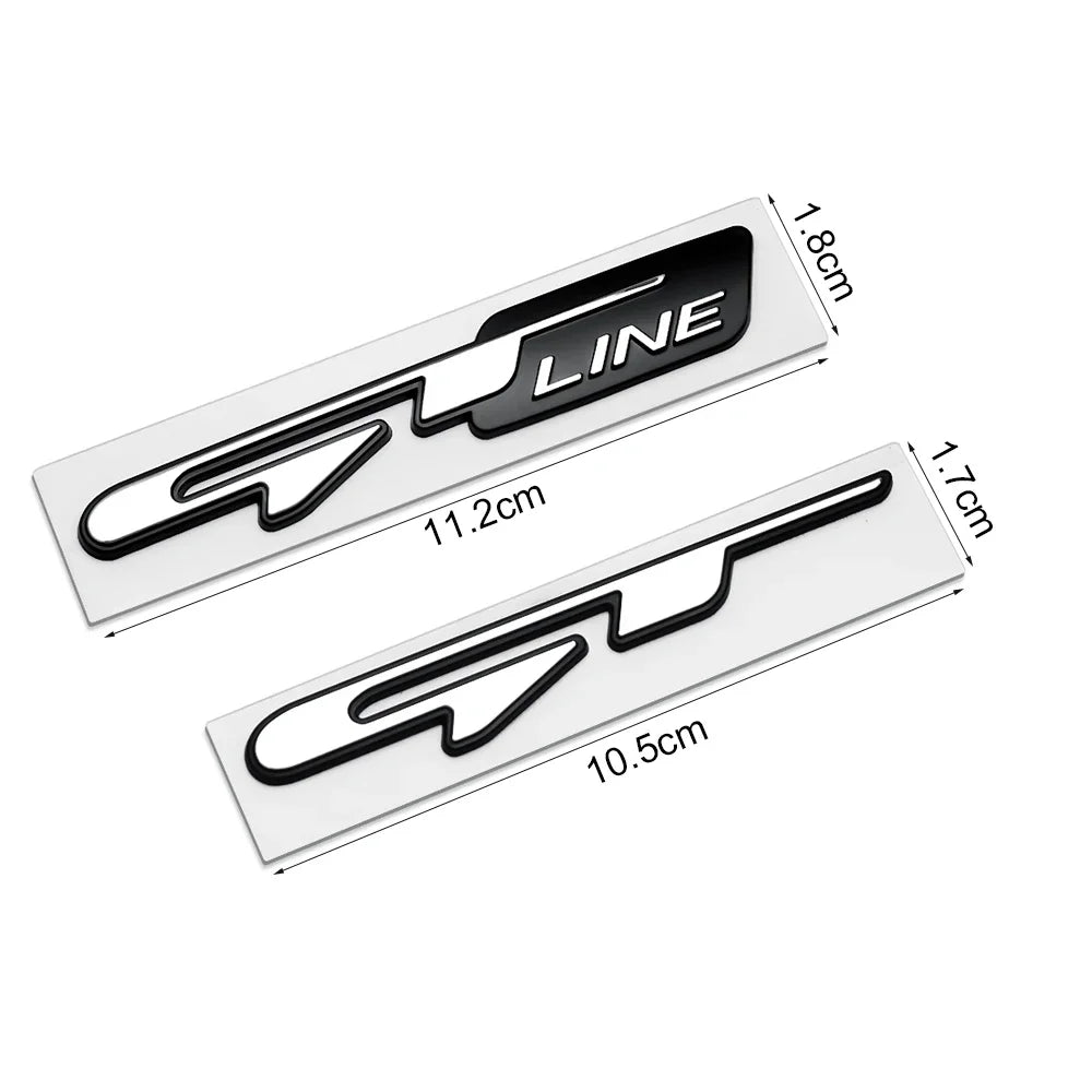 GT Line Car Emblem, 3D Fender Design, Rear Trunk Body Badge Sticker