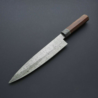 13" Hand Forged Damascus Kitchen Knife | Full Tang Chef Knife with Rose Wood Handle