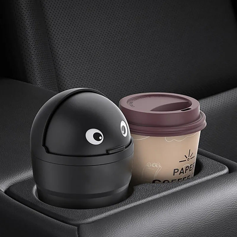 Mini Automotive Trash Bin, Universal Car Organizer, Leakproof Storage Box with Swing Lid