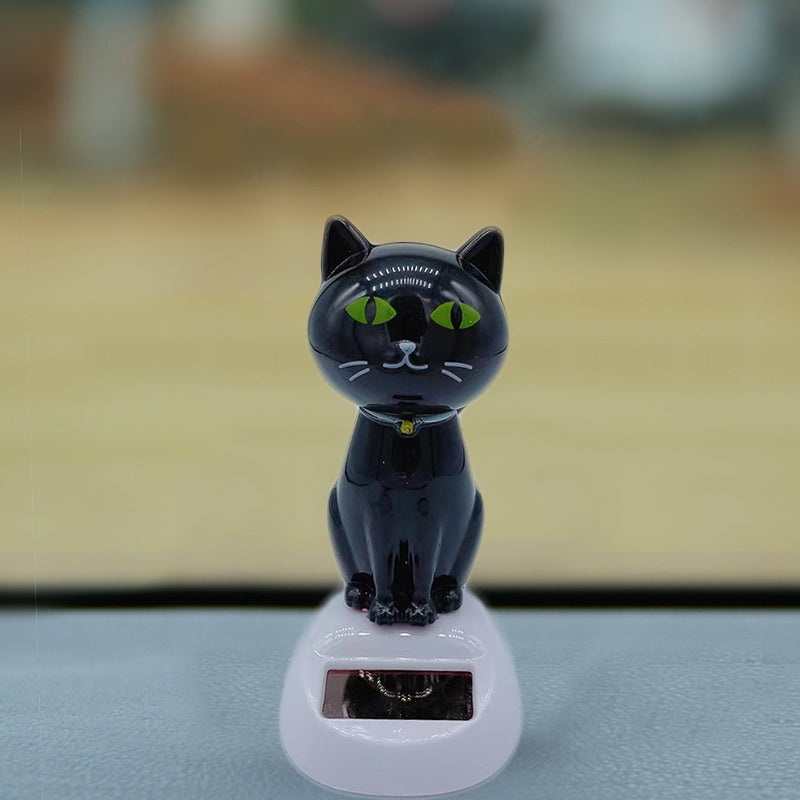 Solar Energy Car Decoration Cartoon Cat Shaking Head Doll Creative Automotive Interior Gift 1