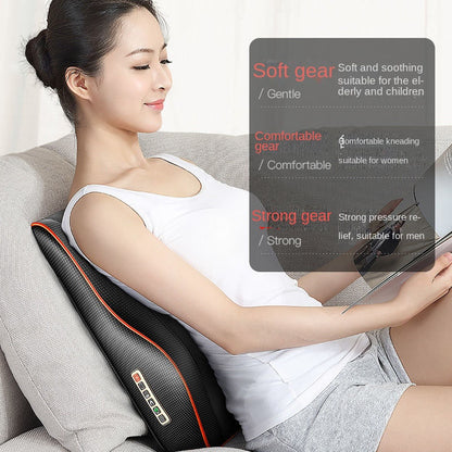 Electric Neck Pillow Massager, Head Cervical Airbag Traction, Back Waist Body Massager for Car, Heating and Vibration