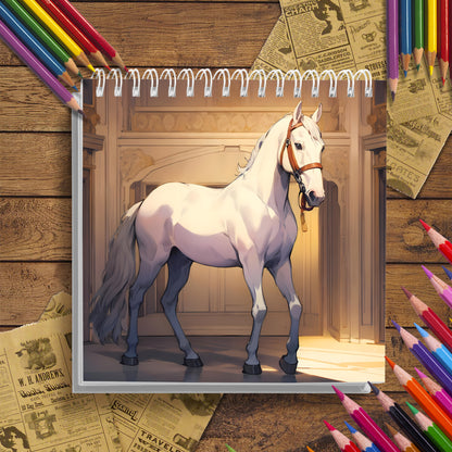 Innovative and Imaginative Adult Coloring Book, Horse Themed with Thick Paper, A Great Holiday Gift for Friends