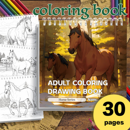 Innovative and Imaginative Adult Coloring Book, Horse Themed with Thick Paper, A Great Holiday Gift for Friends