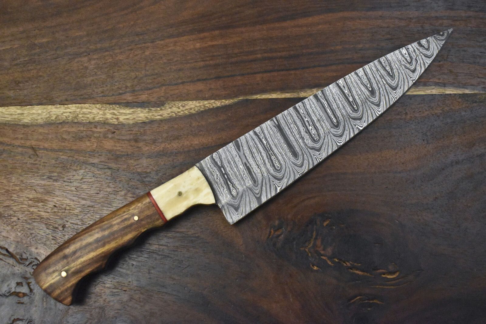 Handmade Hand Forged Twist Damascus Chef Knife  13 Kitchen Knife With Hardwood Handle 1