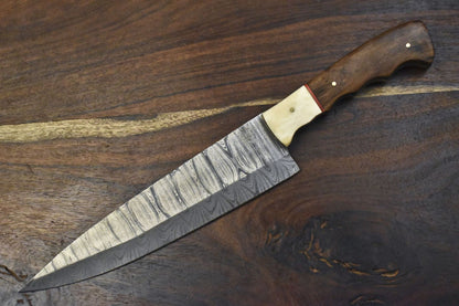 Handmade Hand Forged Twist Damascus Chef Knife | 13" Kitchen Knife with Hardwood Handle