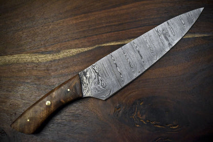 13 Handmade Damascus Chef Knife  Custom Forged Kitchen Knife With Walnut Wood 1