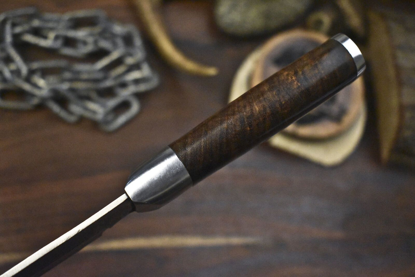 Handmade Damascus Chef Knife  Custom Forged Kitchen Knife With Walnut Wood 2