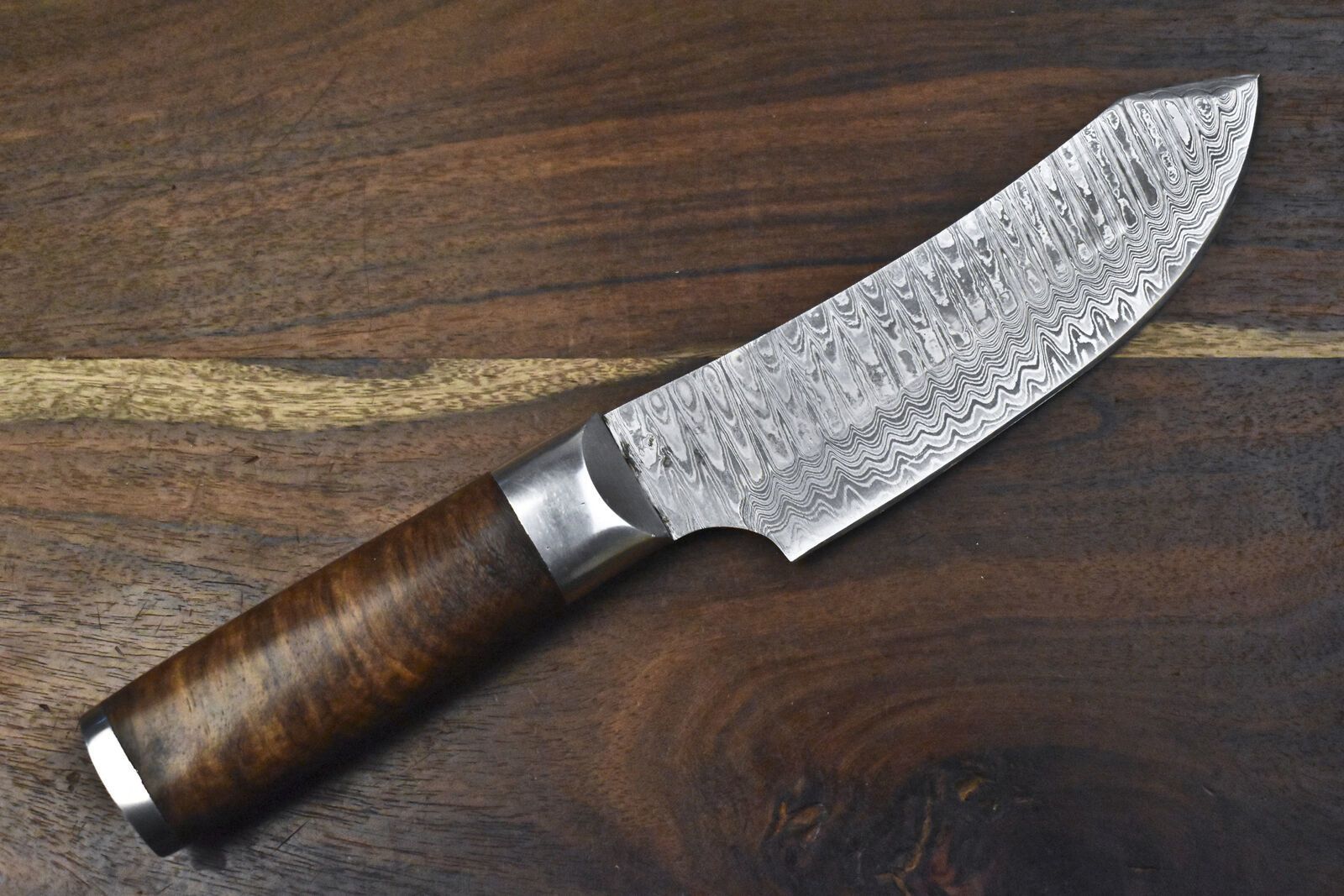 Handmade Damascus Chef Knife  Custom Forged Kitchen Knife With Walnut Wood 1