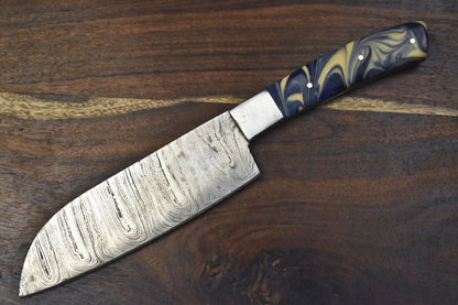 Custom Forged 11" Damascus Steel Chef Knife with Micarta Handle – Survival Kitchen Knife