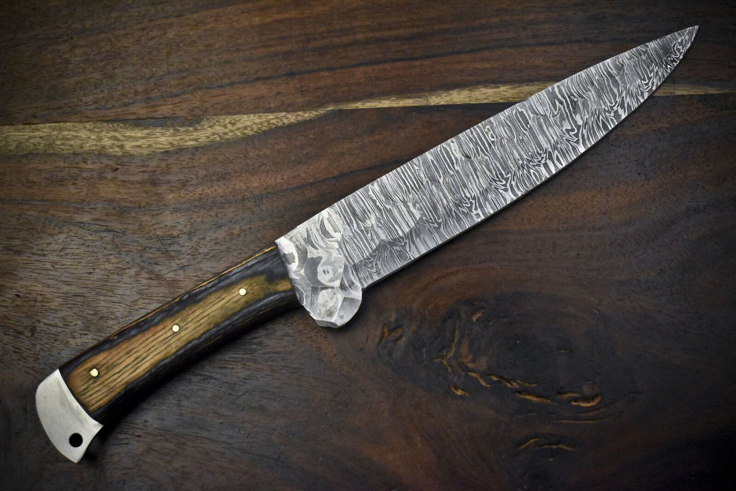 Custom Forged 13 Inch Damascus Chef Knife  Handmade Kitchen Cooking Knife 2