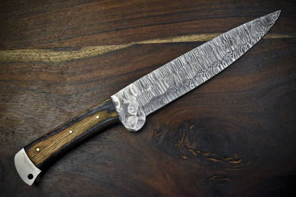 Custom Forged 13 Inch Damascus Chef Knife  Handmade Kitchen Cooking Knife 2