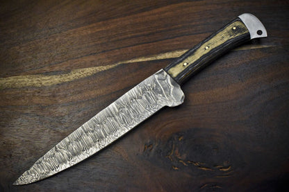 Custom Forged 13 Inch Damascus Chef Knife | Handmade Kitchen Cooking Knife