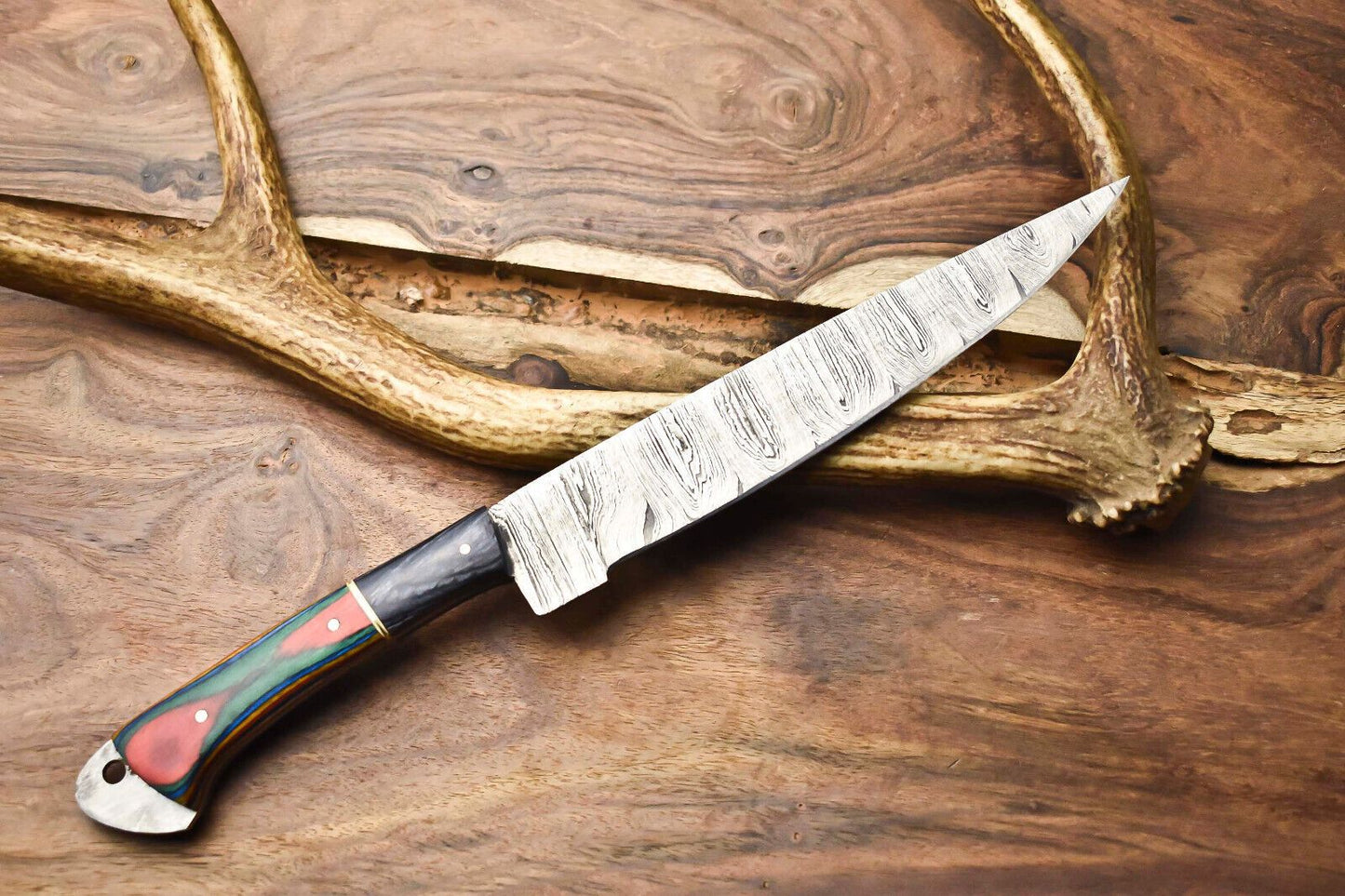 13 Damascus Steel Chef Knife  Hand Forged Kitchen Knife Gift For Chef 3