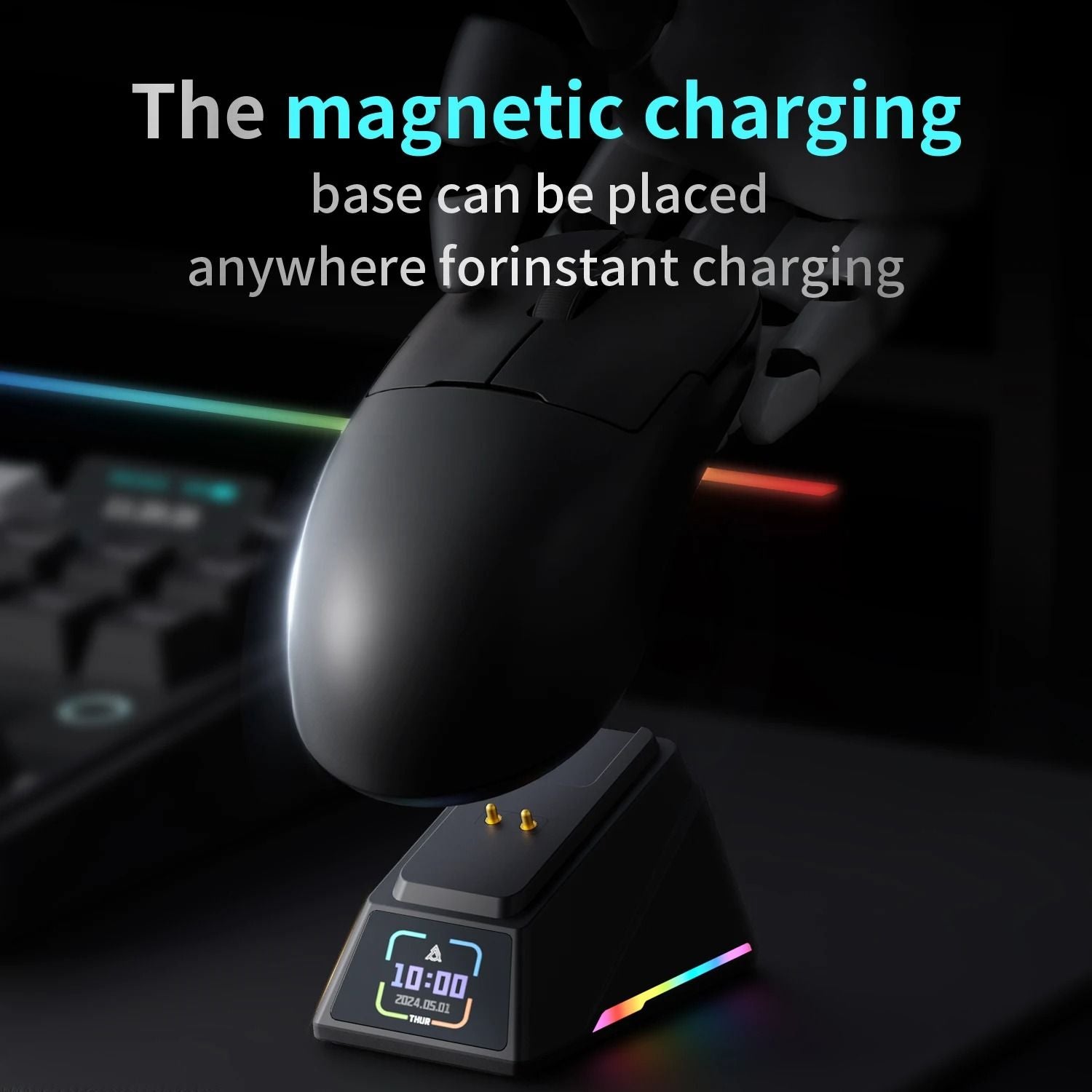 Wireless Gaming Mouse With Tri Mode Connectivity And Color Display 3