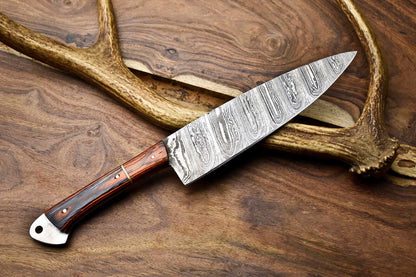 12 Custom Handmade Damascus Steel Chef Knife  Durable Hardwood Handle Full Tang 3