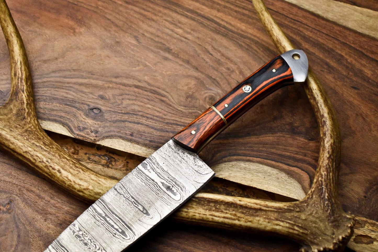 12 Custom Handmade Damascus Steel Chef Knife  Durable Hardwood Handle Full Tang 1