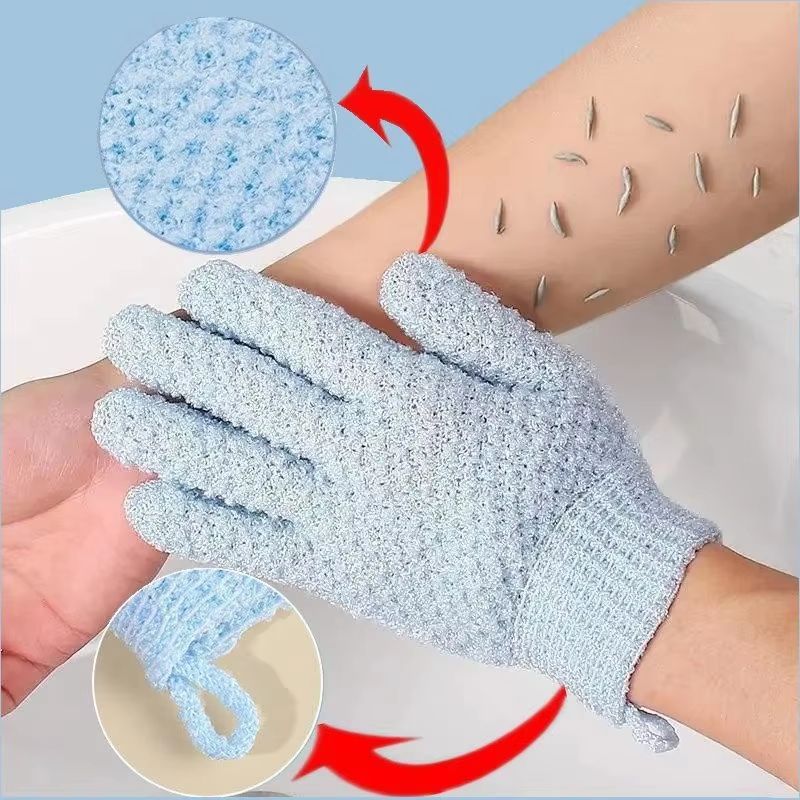 Five Finger Rubbing Shower Gloves – Frosted Scrubbing Towel for Exfoliating and Cleansing