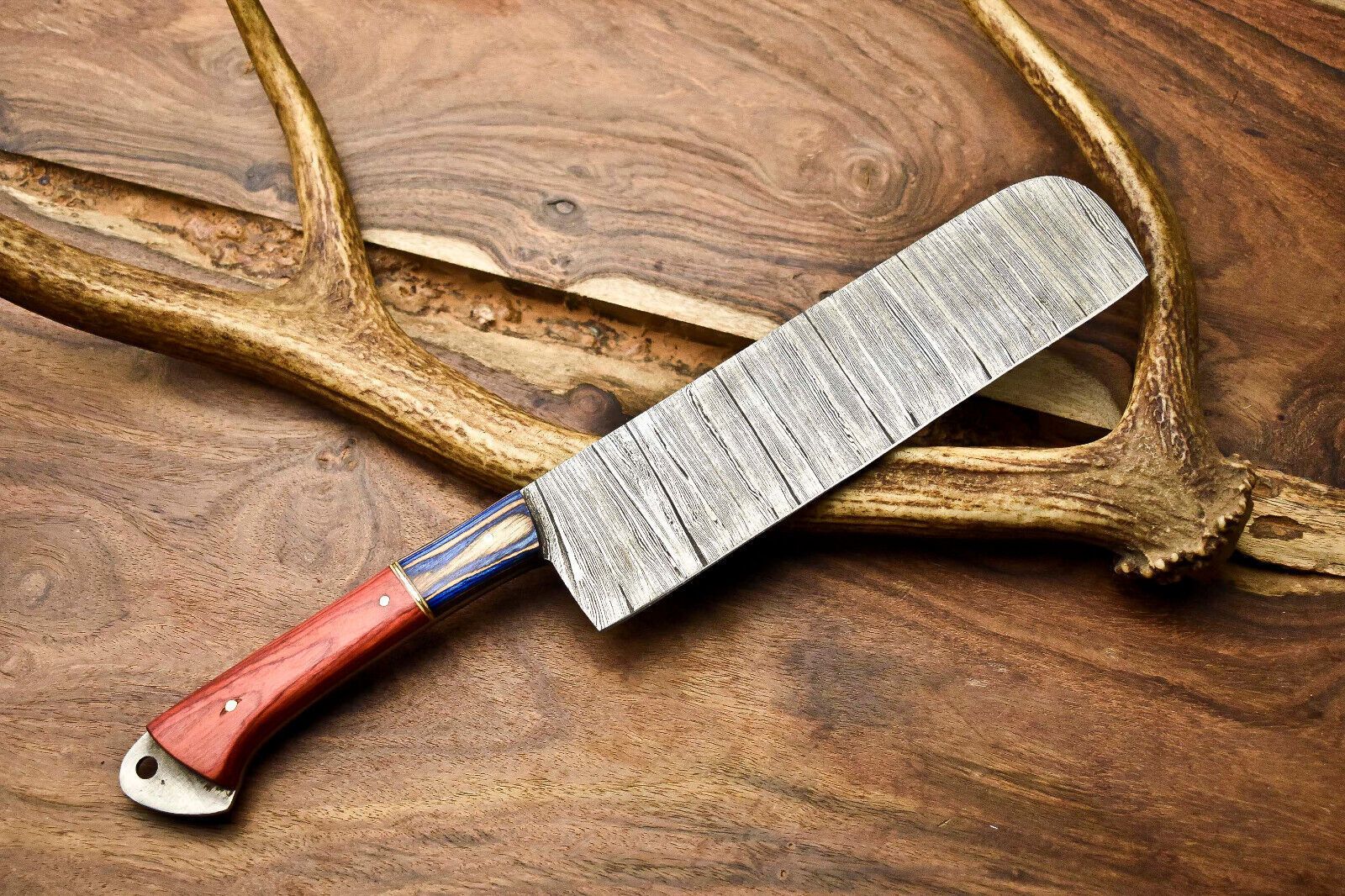 Custom Handmade Damascus Steel Chef Chopper Knife  Durable Hardwood Handle Full Tang 3