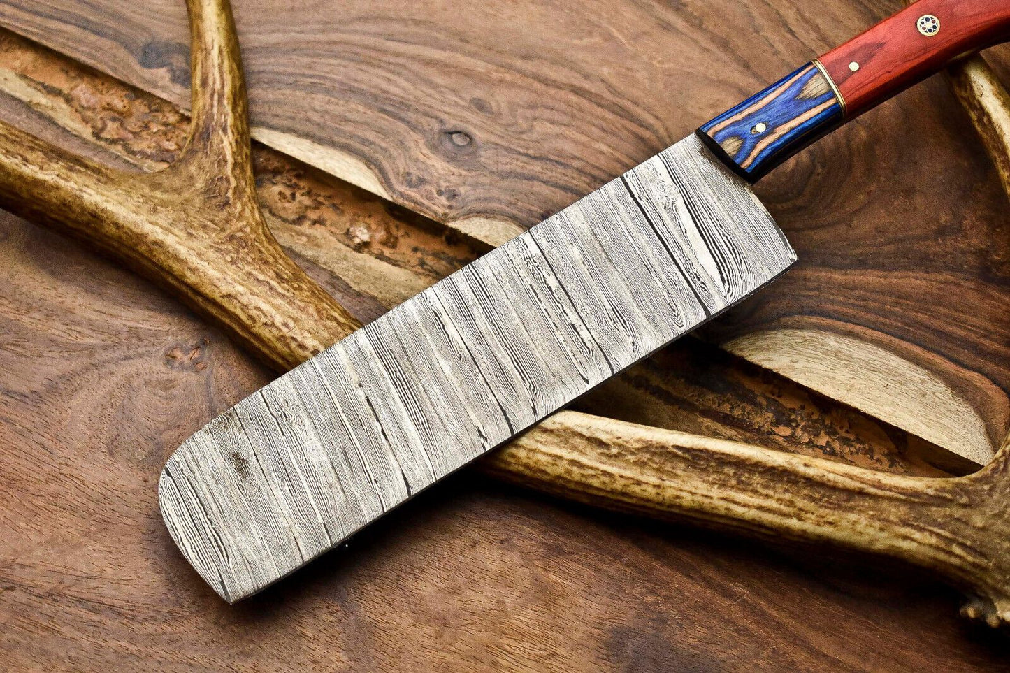 Custom Handmade Damascus Steel Chef Chopper Knife  Durable Hardwood Handle Full Tang 2