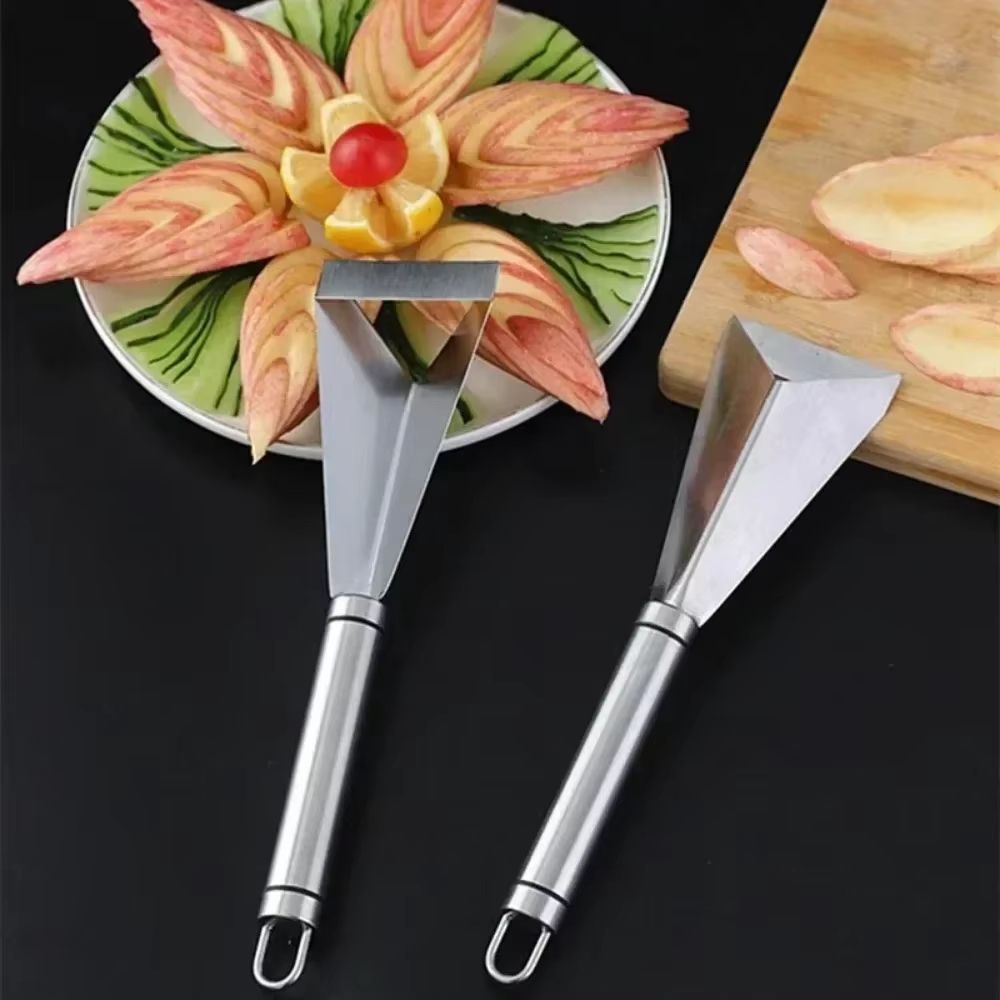 Stainless Steel Triangle Fruit Carving Knife  NonSlip Vegetable Cutter For Fruit Platter Decoration 2