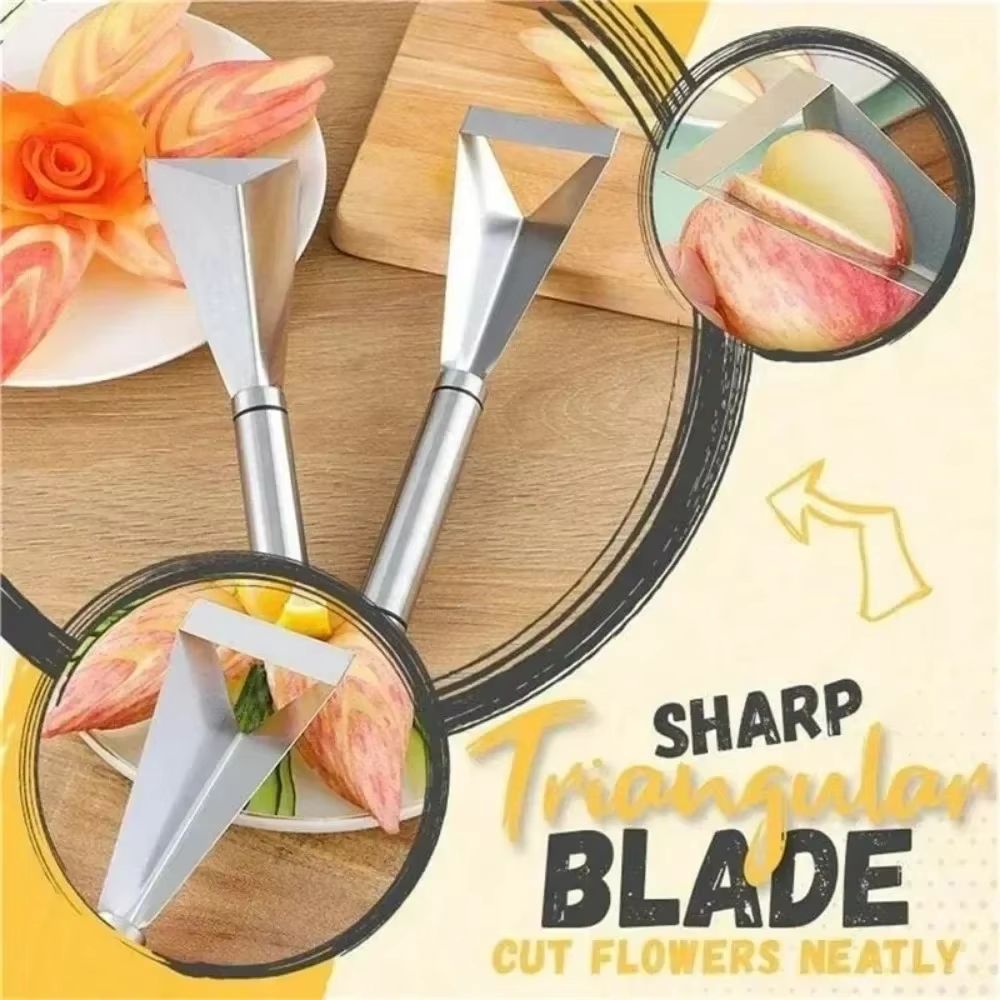 Stainless Steel Triangle Fruit Carving Knife  NonSlip Vegetable Cutter For Fruit Platter Decoration 3