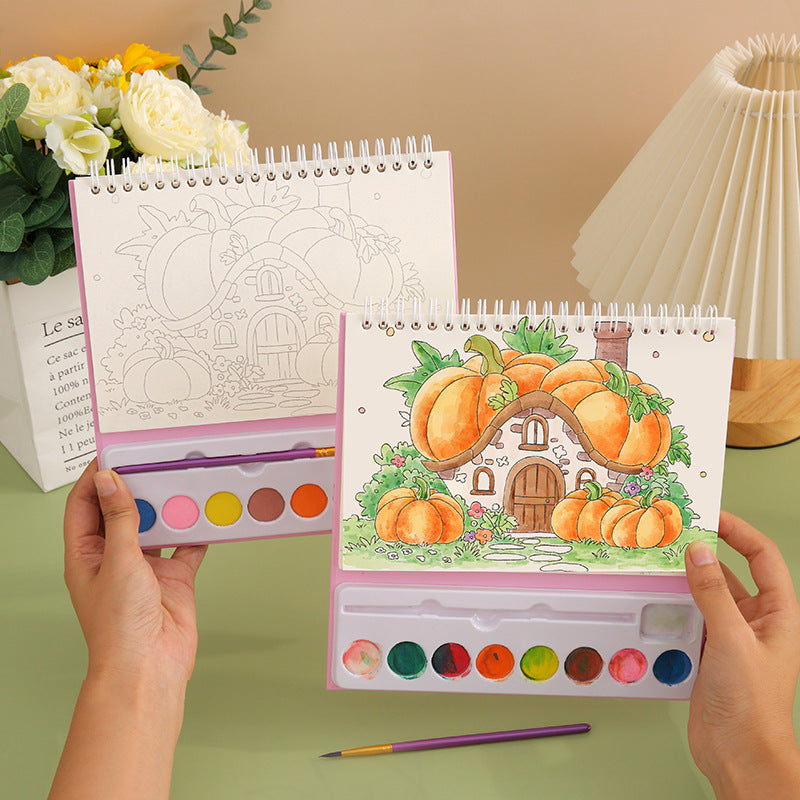 Childrens Art Watercolor Drawing Book Cartoon Watercolor Painting Set Coloring Book 1