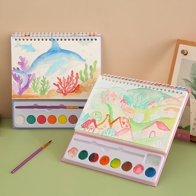 Childrens Art Watercolor Drawing Book Cartoon Watercolor Painting Set Coloring Book 3