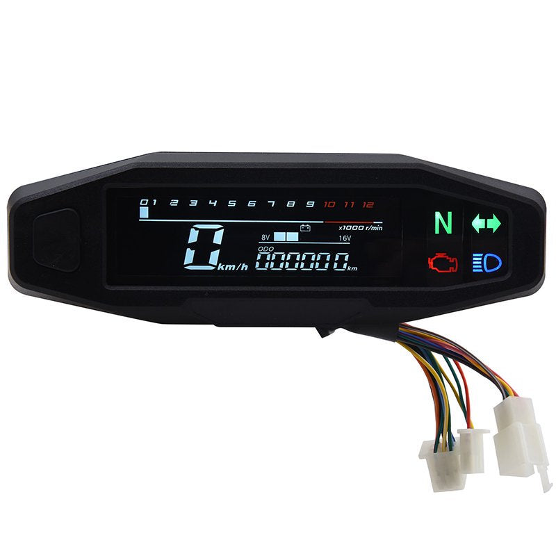 Motorcycle Digital Speedometer, Tachometer, Oil Gauge, Universal Instrument Cluster with Signal Lights