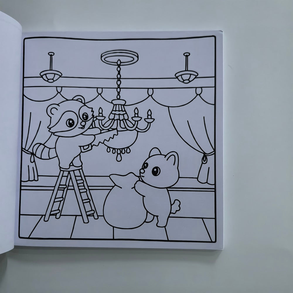 Stress Relieving Coloring Books for Adults, Teens, with Calming Scenes, Cute Animal Characters Drawing Book