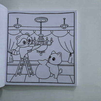 Stress Relieving Coloring Books for Adults, Teens, with Calming Scenes, Cute Animal Characters Drawing Book