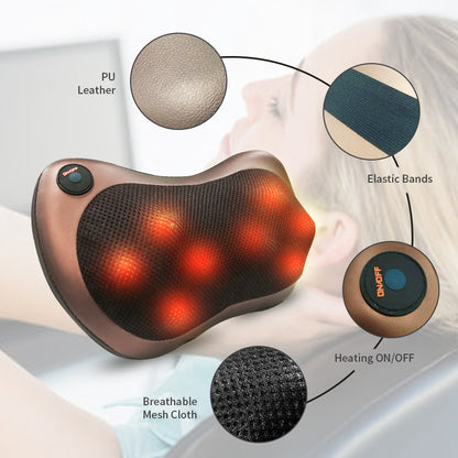Electric Massage Pillow Cushion, Neck Back Waist Head Massager, Car Home Shiatsu Massage