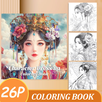 Creative Gift for Girls, Character Dress UP Coloring Book, Children Graffiti Painting Art Activity