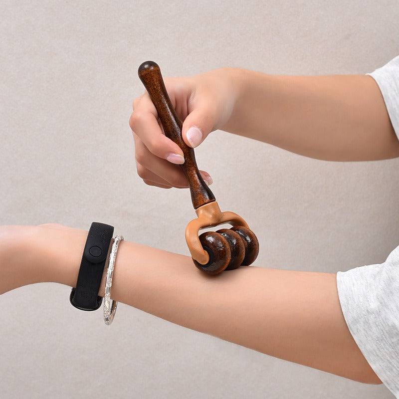 Handheld Wooden Massage Roller Muscle Relief For Neck Shoulders Head Promotes Circulation Ideal For 2