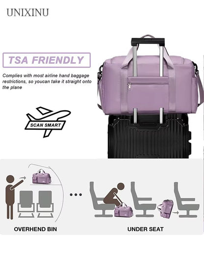 UNIXINU Large Capacity CarryOn Travel Bag With Shoe Compartment  Versatile Weekender  Overnight Duf 4