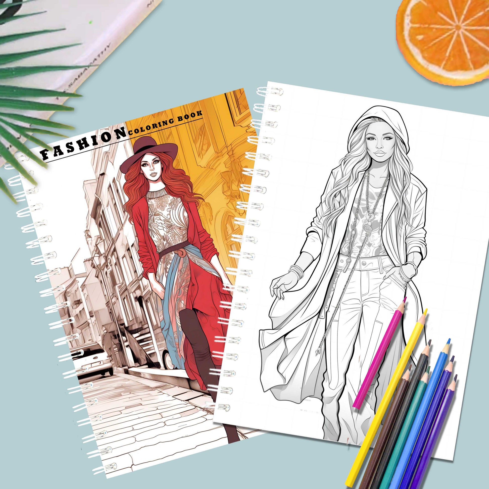 Adult Coloring Book, Female Fashion Designs