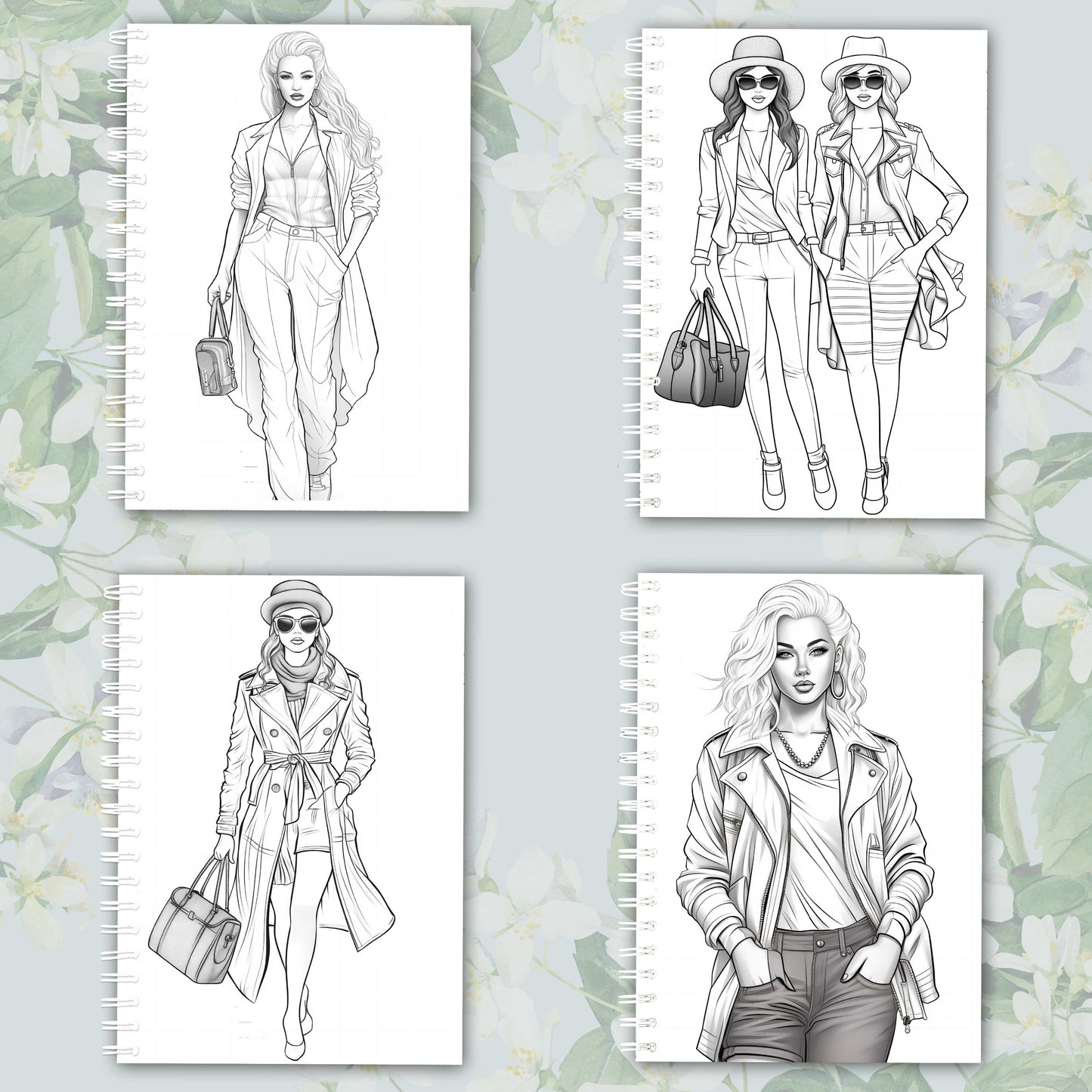 Adult Coloring Book, Female Fashion Designs